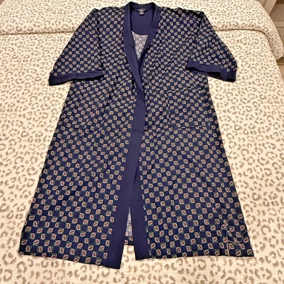 State O Maine Men's Vintage Cotton Paisley Print Lightweight Robe Blue/Green OS - Picture 4 of 8